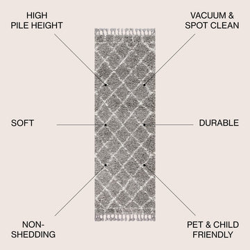 Mercer Shag Plush Tassel Moroccan Geometric Trellis Area Rug